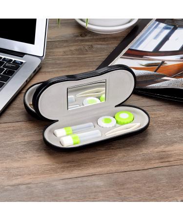 Muf 2 in 1 Double Sided Portable Contact Lens and Eyeglasses Case - Travel Kit with Mirror, Tweezer, Solution Bottle - Green/Black - Buy Online on GoSupps.com
