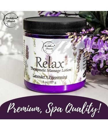 Brookethorne Naturals Relax Therapeutic Massage Lotion 8oz with Lavender & Peppermint Essential Oils - Buy Online on GoSupps.com
