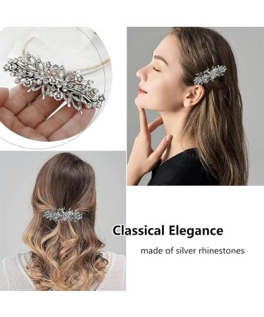 JYTDBCS 3 Pieces Large Diamante Flower Silver Leafy Barrette Vintage Antique Style Hair Clip Crystal Pearl Flower Design Hair Barrette Hair Slide diamante hair clip - Buy Online on GoSupps.com