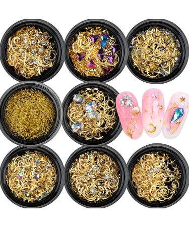 Vinfutur 8 Box 3D nail seeds star moon metal glitter nail art glitter sequin street stones nail decoration diy nail art nail design nail accessories - Buy Online on GoSupps.com