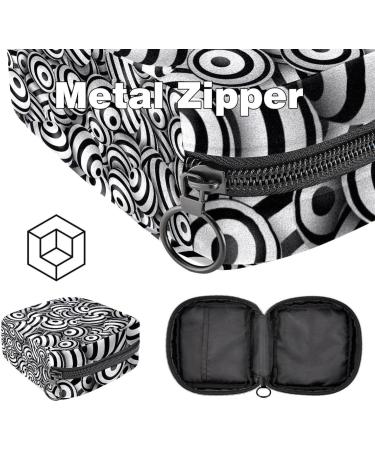 Stylish Menstruation Pad Bag with Zipper - Women's Napkin & Tampon Organizer (3D Balls & Black Lines) - Buy Online on GoSupps.com