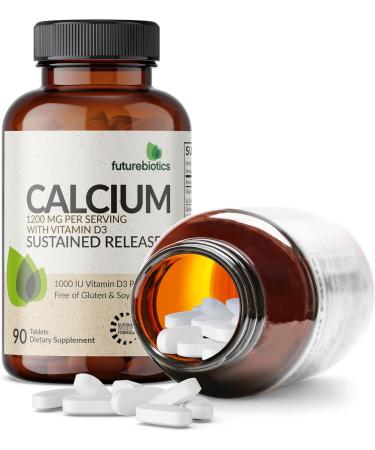 Futurebiotics Calcium 1200 MG Per Serving Sustained Release with Vitamin D3 1000 IU Per Serving Non-GMO 90 Vegetarian Tablets 90 Count (Pack of 1) - Buy Online on GoSupps.com