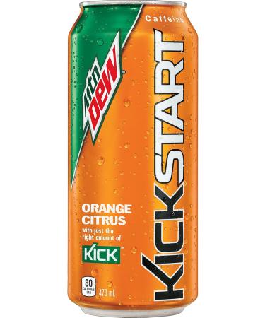 Mountain Dew Kickstart Orange Citrus Carbonated Soft Drink 473 mL Cans 12 Pack - Buy Online on GoSupps.com