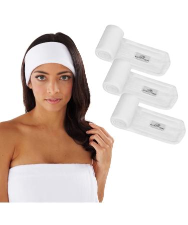 Boca Terry Makeup Headband Women's Headband for Washing Face Cotton Terry Cloth Skincare Headbands for Facial Face Wash Cosmetic and Skin Care Treatments. Adjustable Towel Headband. 3-Pack White White - Terry