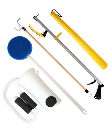 RMS Deluxe 5 Piece Set Hip Kit - Ideal for Recovering from Hip Replacement, Knee or Back Surgery, Mobility Tool for Moving and Dressing (26 Inch Reacher) 5 Piece Set Deluxe