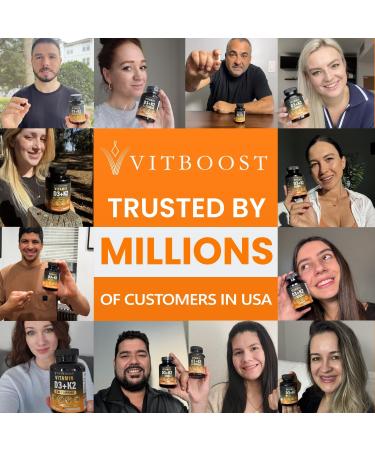 VITBOOST Vitamin D3 K2 Complex - Easy to Swallow - Vitamin D (D3) 5000 IU (125 mcg) & K2(MK-7) 90 mcg | Non-GMO | Gluten-Free | USA Made | 120 Capsules 120 Count(Pack of 1) - Buy Online on GoSupps.com