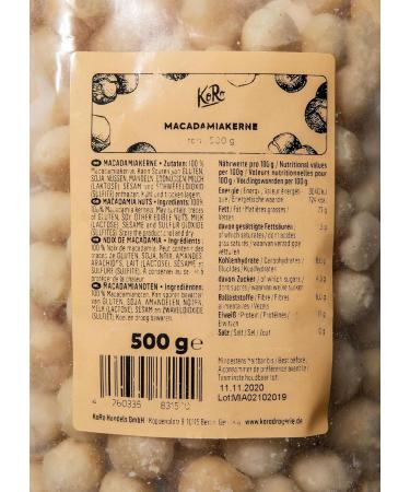 Buy KoRo Macadamias 500g - Natural Whole Macadamia Nuts - Additive-Free Gourmet Snack - International Shipping Available - Buy Online on GoSupps.com