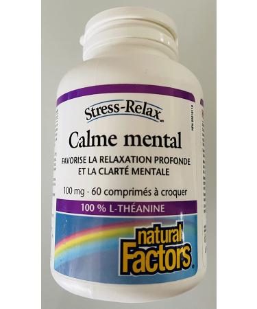 Natural Factors Stress-Relax Suntheanine L-Theanine 100mg - 60 Chewable Tablets for Stress Relief - Buy Online on GoSupps.com