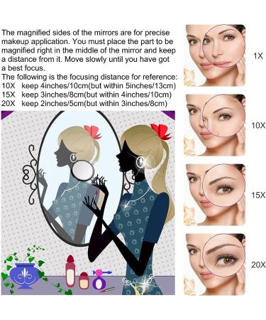 MIYADIVA 6 Inch 20X Magnifying Hand Mirror with Handle - Portable Travel Mirror for Women - Foldable Double Sided Design - Black - Buy Online on GoSupps.com