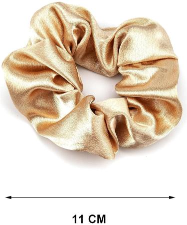 2 Pcs Premium Silk Scrunchies Set in Champagne Gold - Soft Satin Ponytail Holders for Women - Elastic Hair Ties for Long, Fine, Thick, Curly Hair - Buy Online on GoSupps.com