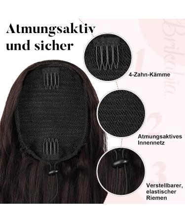 Brikabia Ponytail Extension - 66cm Beach Wavy Clip-In Hair Extension for Women in Chocolate Brown with Blonde Reflexes - Buy Online on GoSupps.com