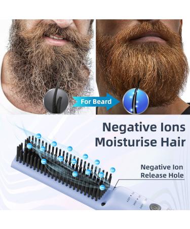 Vikicon Beard Glades for Men - Quick Heating Mini Electric Beard Brush Comb | Anti-Frizz Negative Ion Styling Device (Blue) - Buy Online on GoSupps.com