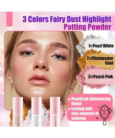3 Colors Fairy Dust Highlight Patting Powder Magic Polvo De Hadas Highlighter Makeup Body Glitter Face Blusher Patting Powder Daily Party Halloween Christmas Body Contouring Shimmer Powder(3PCS) - Buy Online on GoSupps.com