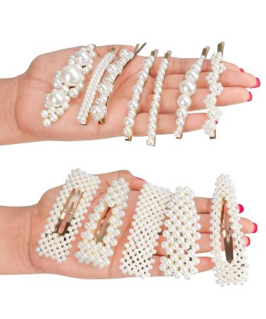 Belle Vous Pearls Hair Clips Set for Women | 12 Elegant Hair Accessories | Stylish Crystal Bead Clips for Weddings & Parties - Buy Online on GoSupps.com