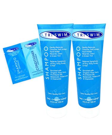 TRISWIM Chlorine Removal Shampoo 8.5 Fl Oz | Gently Removes Chlorine Salt Water and Hard Water Buildup | Relieves Dry and Itchy Scalp | Enriched with Organic Aloe Vera and Botanicals | Pack of 2 8.5 Fl Oz (Pack of 2)