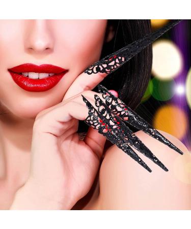 ANCIRS 10 Pack Finger Nail Tip Claw Rings - Ancient Queen Costume Fingertip Claw Nail Rings Decoration - Halloween Cosplay Dance Show - Black 10pcs - Buy Online on GoSupps.com