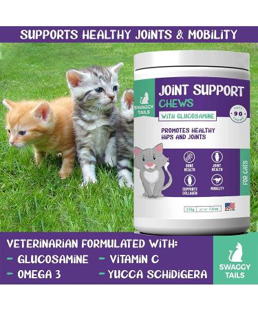 SWAGGY TAILS Glucosamine for Cats - Joint Inflammation Supplement with MSM, Chondroitin & Antioxidants | Premium Arthritis Pet Supplements (90 Chews) - Buy Online on GoSupps.com