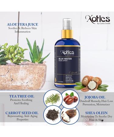 Xotics Blue Water Facial Spray - 8oz Hydrating Mist with Aloe Vera | Refreshing Toner for All Skin Types - Ideal for Men & Women Aftershave & Daily Moisturizing - Buy Online on GoSupps.com