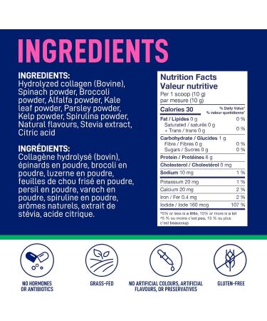 LEANFIT COLLAGEN & GREENS Tropical Mango - 7g Grass-Fed Bovine Collagen (Type I III) + 2 Seaweeds + 5 Leafy Greens Per Serving - 25 Servings 257g Tub - Buy Online on GoSupps.com