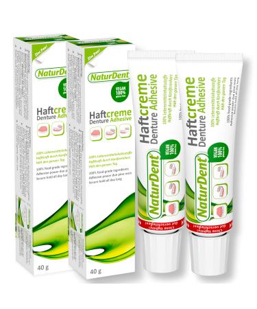 NaturDent Natural Denture Adhesive | Holds Dentures Longer and Stronger with NO Yucky Taste NO Zinc NO Paraben | Smile and Eat with Confidence | Gifts for Anyone with Dentures (2 Tubes)