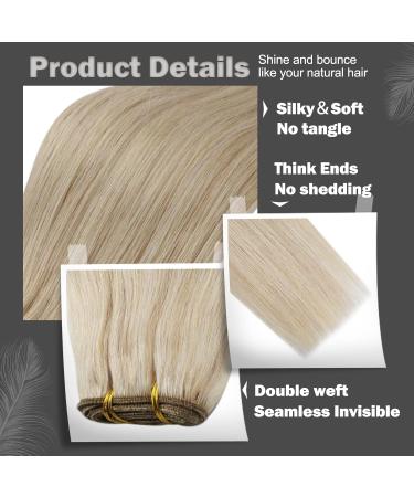 18Inch Hair Extensions Weft Human Hair Sew in Hair Extensions Ash Blonde Full Head Sew in Weft Human Hair Extensions Ash Blonde with Platinum Blonde #18/613 100g - Buy Online on GoSupps.com