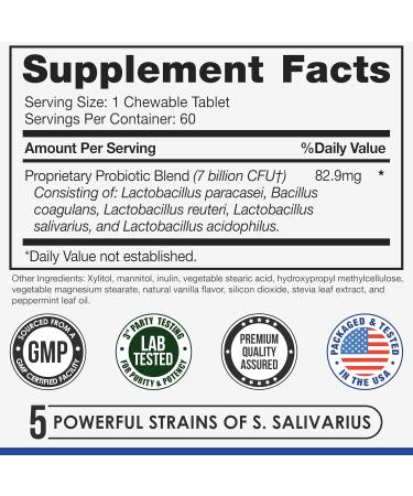 Tuthi Oral Probiotics - Dental Probiotic for Bad Breath & Gum Care - 7 Billion CFU - Fresh Mouth Health - Peppermint Lozenges 60 Count - Buy Online on GoSupps.com