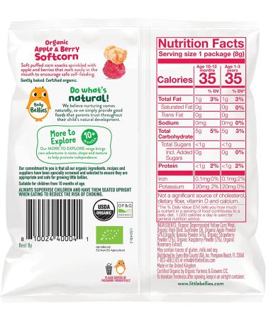 Baby Bellies Organic Apple & Berry Softcorn - 0.28 oz Bag (Pack of 7) - Buy Online on GoSupps.com
