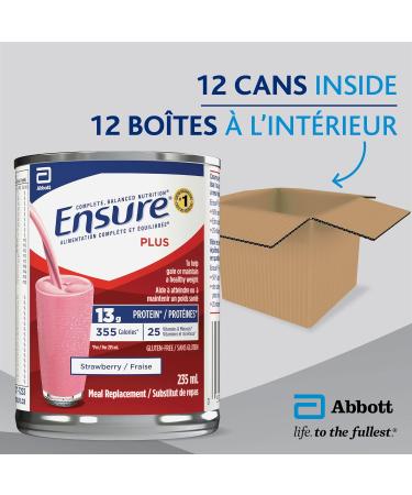 Ensure Plus Meal Replacement Complete Balanced Nutrition Strawberry 12 x 235 mL Can - Buy Online on GoSupps.com