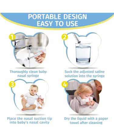 Aufisi Nasal Syringe Set for Babies - 4 Reusable Nasal Douches 10ml Portable Nasal Rinse with Silicone Tip - Safe & Comfortable High-Quality Nasal Care - Buy Online on GoSupps.com