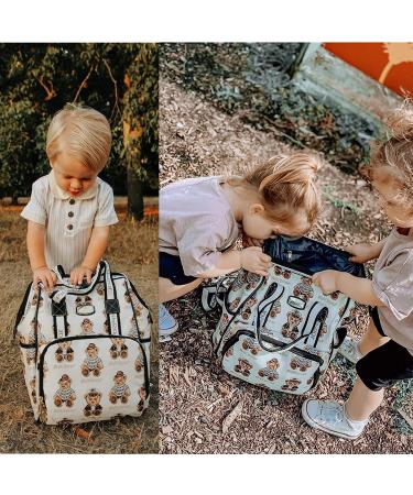Pipi Bear Diaper Bag Backpack | Stylish Jacquard Maternity Nappy Bag for Mom and Dad with Changing Pad - Cream - Buy Online on GoSupps.com
