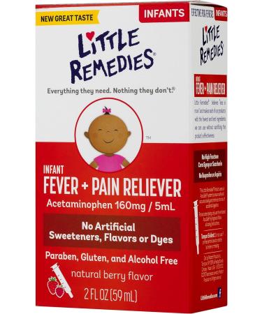 Little Remedies Infant Fever & Pain Reliever 2 Fl Oz (Pack of 2) | Natural Berry Flavor - Buy Online on GoSupps.com