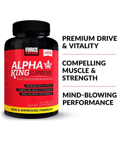 Alpha King Supreme New & Improved Testosterone Booster for Men with Fenugreek Seed & Ashwagandha to Increase Drive & Vitality  Boost Performance  and Build Muscle & Strength  Force Factor  120 Tablets 120 Count (Pack of 1) - Buy Online on GoSupps.com
