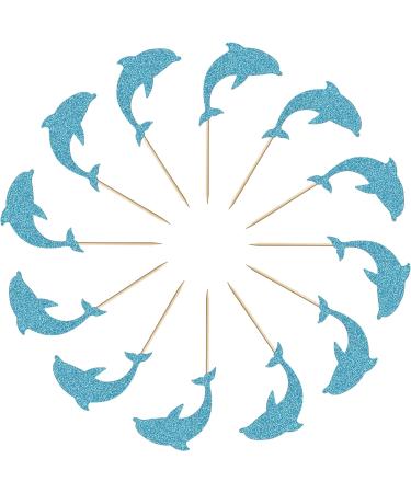 Trelsan 24 Piece Dolphin Cupcake Toppers - Blue Glitter Cupcake Toppers - Baby Shower - Birthday Party Sea Creature Themed Cake Toppers - Buy Online on GoSupps.com