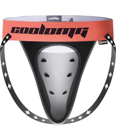 COOLOMG Men's Groin Guard Jockstrap with Cup | Taekwondo Ice Hockey Football & Handball | S-XXL L Black - Buy Online on GoSupps.com