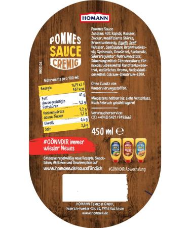 Homann Sauce cr meuse pour frites (bouteille de 450 ml) + bloc usy - Buy Online on GoSupps.com