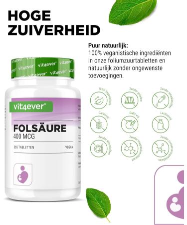 VitaminVersand24 DE Folic acid 400 g 365 tablets in a practical 12month supply Vitamin B9 for fertility & pregnancy High dosage High bioavailability Vegan - Buy Online on GoSupps.com