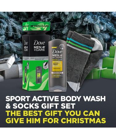 Dove Men+Care Active+Fresh Face & Body Wash 250ml & Socks Gift Set for him Dove Men+Care gift set Perfect Stocking filler Secret Santa or All-year-round gift - Buy Online on GoSupps.com