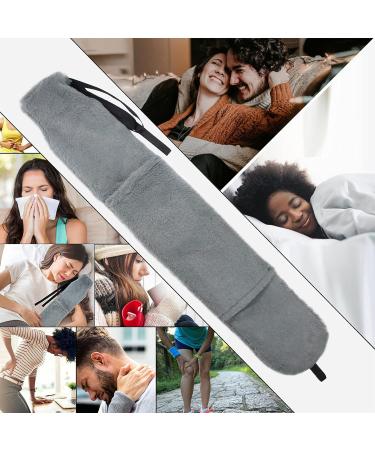 Owozoi Long Hot Water Bottle with Soft Cover & Kangaroo Bags - 72cm 2L - Ideal for Neck Shoulder & Bed - Perfect Women's Gift in Gray - Buy Online on GoSupps.com