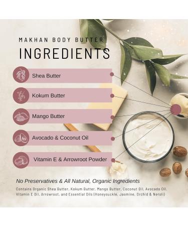 Organic Mahkan Whipped Body Butter 8 oz Jar | Airy & Nourishing Formula | Essential Oil Scents & Unscented Option | Non-Greasy Deeply Hydrating Organic & Natural Ingredients Honeysuckle Jasmine Orchid Neroli 8 Ounce (P  - Buy Online on GoSupps.com