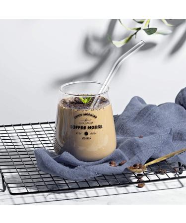HeykirHome 12-Pack Reusable Glass Straws 8.5''x10 MM - 6 Straight, 6 Bent, 2 Cleaning Brushes - Ideal for Smoothies, Tea, Juice - Buy Online on GoSupps.com