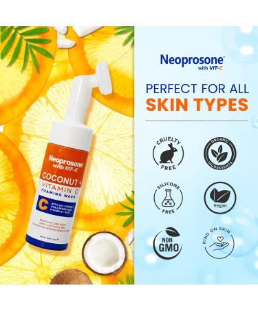 Neoprosone Skin Brightening Foaming Face Wash - 5 fl oz / 150 ml - Acne Face Wash Gentle Facial Cleanser for Oily Sensitive Normal Skin with Aloe Vera Coconut Oil - Buy Online on GoSupps.com