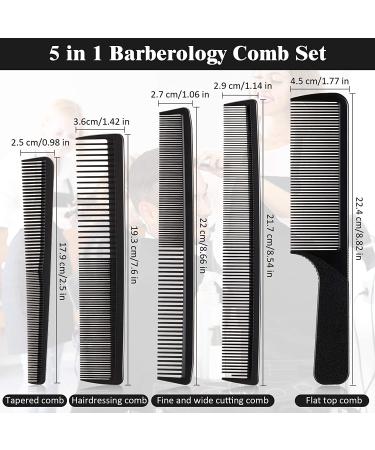 5-Piece Hair Cutting Comb Set - Fine Teeth Carbon Combs for Hair Styling - Anti Static & Heat Resistant - Barber & Hairdressing Tapered Comb for Men and Women - Buy Online on GoSupps.com