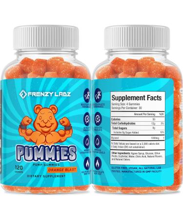 Pummies Performance Gummies | Glycerol Pre-Workout for Muscle Pumps Hydration & Endurance - Caffeine Free - 120 Gummies - Buy Online on GoSupps.com