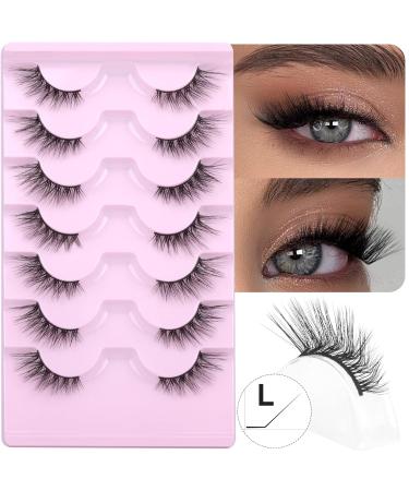 L Curl Half Strip Natural Look 3D Fluffy False Eyelashes - Pack of 7 Pairs | Reusable Wispy Cat Eye Lashes for Extensions-like Look - Buy Online on GoSupps.com