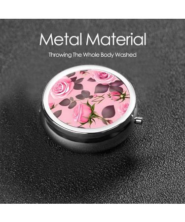 Pretty Pink Roses Round Pill Box - 3 Compartment Organizer & Portable Travel Pill Case | Perfect for Traveling - Buy Online on GoSupps.com