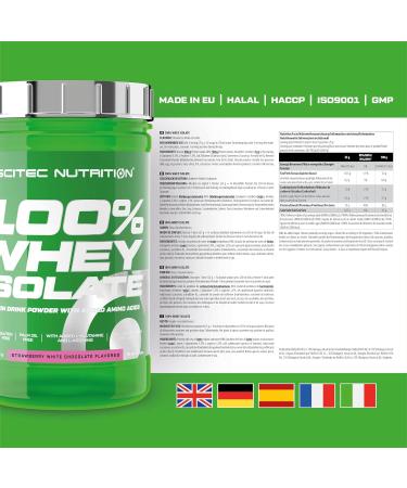 Scitec Nutrition 100% Whey Isolate - Pure Protein with BCAAs Glutamine & Arginine Sugar & Gluten-Free 700g - Strawberry & White Chocolate Flavor - Buy Online on GoSupps.com