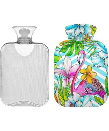 Naanle 2L Hot Water Bottle with Hawaii Flamingo Cover - Pain Relief for Back Hands & Feet | Heat & Cold Therapy - Buy Online on GoSupps.com