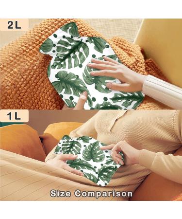 NAANLE Palm Leaf Polka Dot Hot Water Bottle 1L Transparent Cover for Menstrual Cramps Pain Relief & Heat Therapy | International Shipping - Buy Online on GoSupps.com