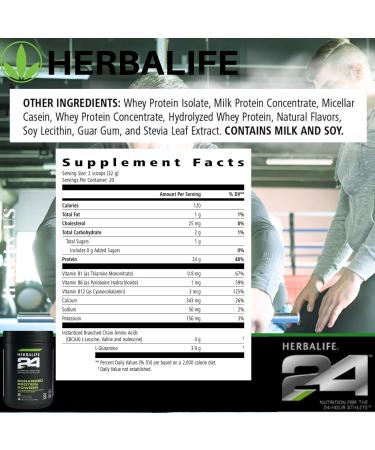 Herbalife 24 Enhanced Protein Powder: Natural Flavor (640 G) for The 24-Hour Athlete Natural Flavor No Artificial Sweetener 0g Added Sugar Gluten-Free - Buy Online on GoSupps.com