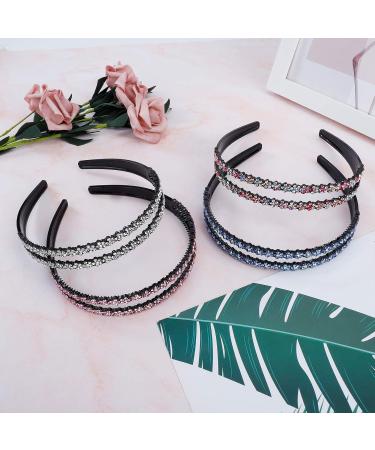 Strass Hair Bands - Double Crystal Side Fashionable Elastic Headbands for Women & Girls - 4 Piece Set (Mixed Colors) | Slipproof Hair Accessories - Buy Online on GoSupps.com